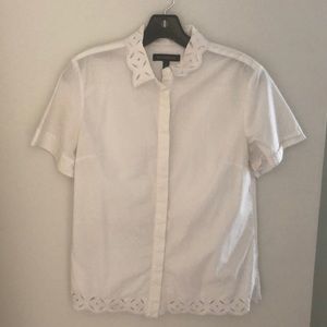 Banana Republic White lace button up
